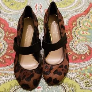 Leopard print heels cow hair fur